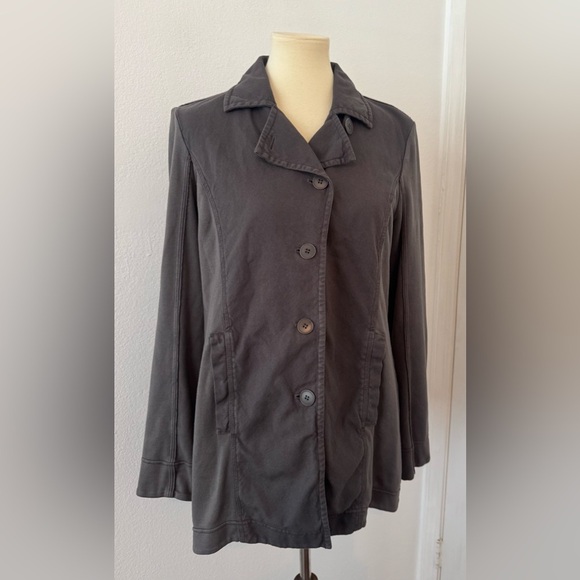 Eileen Fisher Organic Cotton Jacket Button Front Two Tone Knit  Stretch MED - Picture 1 of 13